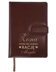 Notes brązowy Personalizowany Prezent z Grawerem dla żony z imieniem