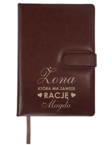 Notes brązowy Personalizowany Prezent z Grawerem dla żony z imieniem