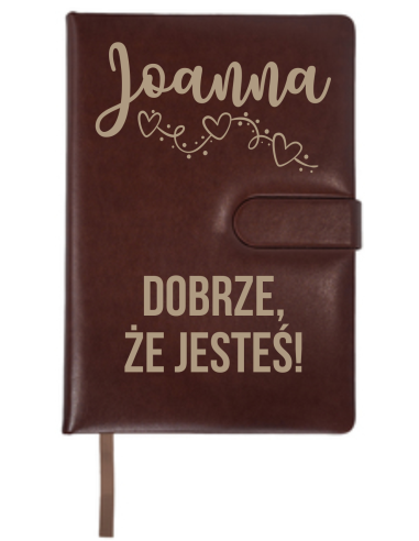 NOTES brązowy Wyjątkowy Prezent z Indywidualnym Grawerem NA WALENTYNKI
