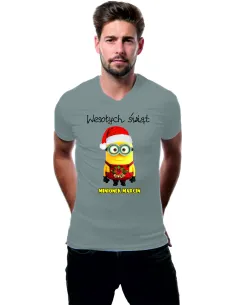 Koszulka z Nadrukiem Świąteczna Męska Wesołych Minionek