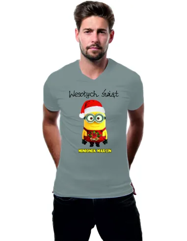 Koszulka z Nadrukiem Świąteczna Męska Wesołych Minionek