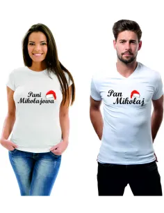 Koszulka Świąteczna Zestaw Par Nadrukiem Pani Mikołajowa