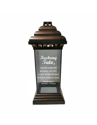Znicz Lampion Personalizowany z Grawerem Dedykacją Grawerem