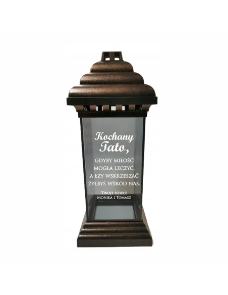 Znicz Lampion Personalizowany z Grawerem Dedykacją Grawerem