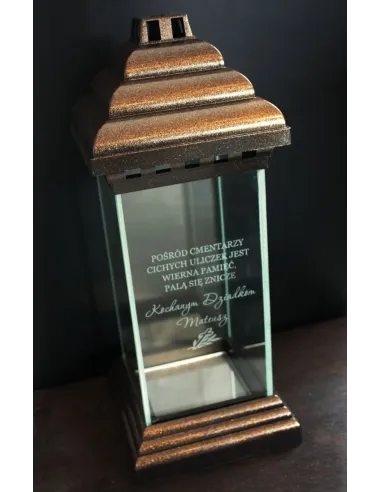 Znicz Lampion z Dedykacją Grawerem Syna Córki z Grawerem