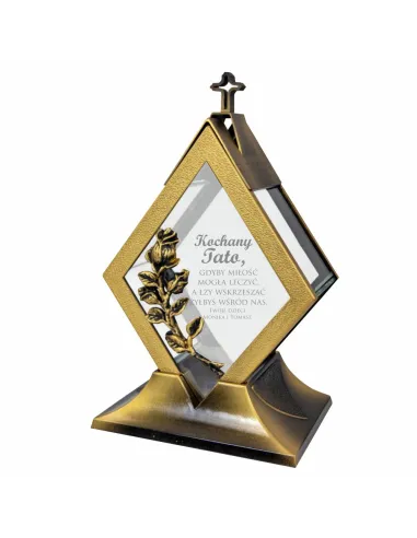 Znicz Duży Metalowy Latarenka Personalizowany z Grawerem