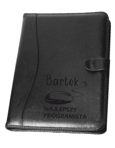 Czarna Teczka A4 Personalizowany Prezent z Grawerem dla programisty
