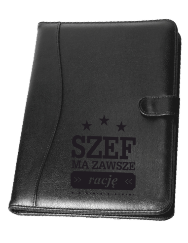 Teczka A4 czarna Personalizowany Grawerowany Upominek dla szefa szefowej