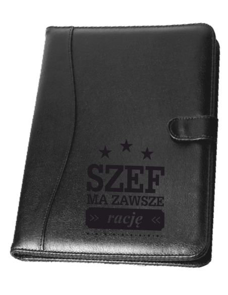 Teczka A4 czarna Personalizowany Grawerowany Upominek dla szefa szefowej