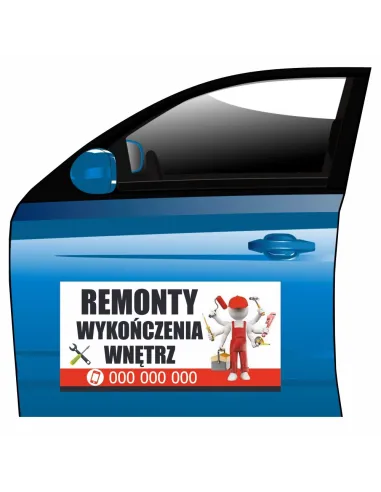 Reklama Magnetyczna Magnes Samochód Remonty Wykończenia