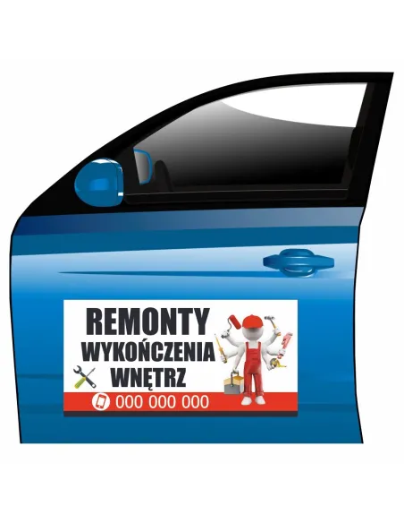 Reklama Magnetyczna Magnes Samochód Remonty Wykończenia