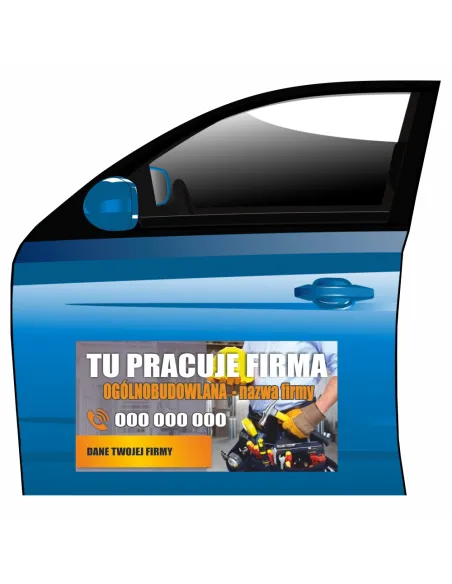 Magnes na Samochód Reklama Magnetyczna Tu Pracuje Firma