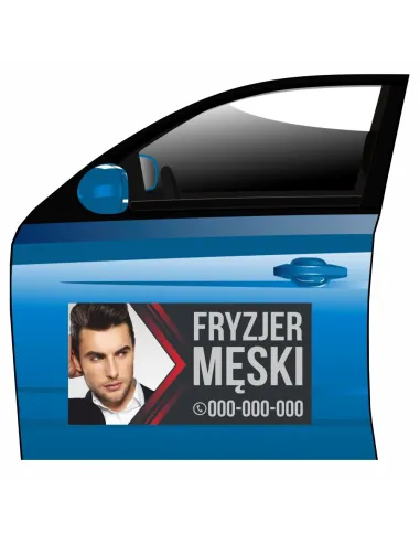 Reklama Magnetyczna – Na Samochód Magnes Fryzjer Męski