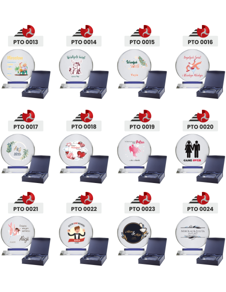 Okrągłe kryształowe trofeum Personalizowany Prezent z nadrukiem UV URODZINY