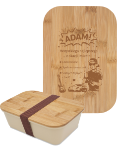 Lunch box Personalizowany Grawerowany Upominek na imieniny różne wzory