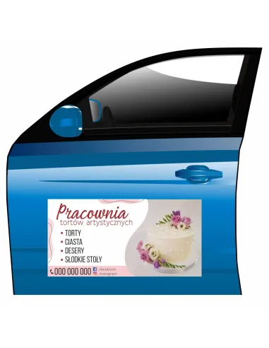 Magnes na Samochód Reklama Magnetyczna Pracownia Tortów