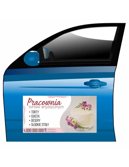 Magnes na Samochód Reklama Magnetyczna Pracownia Tortów