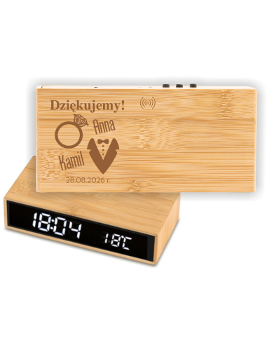 Ładowarka z zegarem Personalizowany Grawerowany Upominek dla świadka