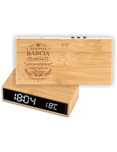 Ładowarka z zegarem Elegancki Prezent z Własnym Grawerem dla babci urodziny