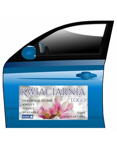 Reklama Magnetyczna na Samochód Magnes Kwiaciarnia