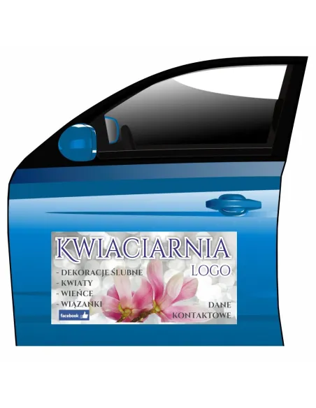 Reklama Magnetyczna na Samochód Magnes Kwiaciarnia