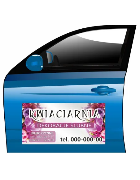 Magnes na Samochód Reklama Magnetyczna Kwiaciarnia z Grafiką
