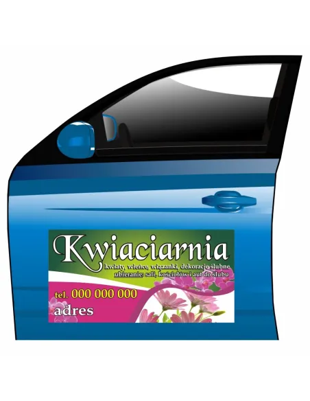 Magnes na Samochód Reklama Magnetyczna Kwiaciarnia Drukowany