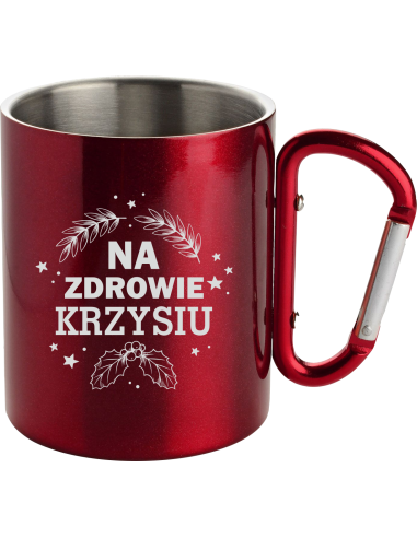 Kubek z karabińczykiem Elegancki Prezent z Własnym grawerem na święta