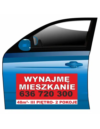 Reklama Magnetyczna Magnes Samochód Wynajmę Mieszkanie