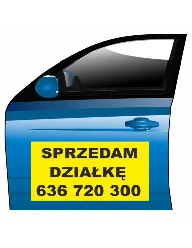 Magnes na Samochód Reklama Magnetyczna Sprzedam Działkę
