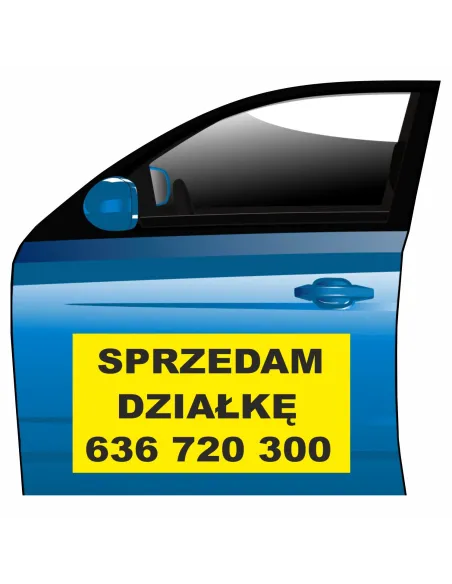 Magnes na Samochód Reklama Magnetyczna Sprzedam Działkę