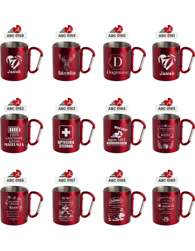Kubek z karabińczykiem Personalizowany Upominek Z grawerem na imienieny