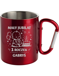 Kubek z karabińczykiem Elegancki Prezent z Własnym grawerem na roczek