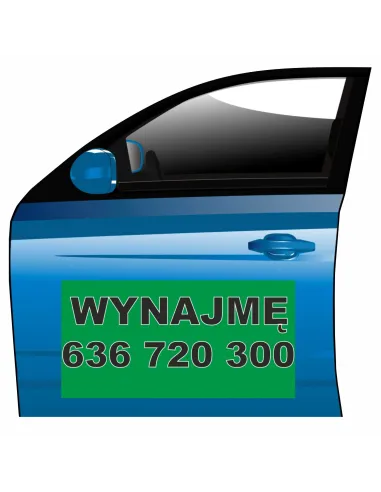 Magnes na Samochód Reklama Magnetyczna Wynajmę z Nadrukiem