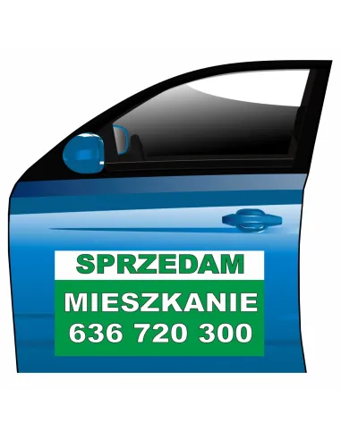 Reklama Magnetyczna na Samochód Magnes Sprzedam Mieszkanie
