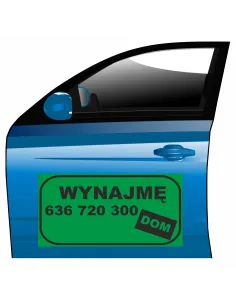 Reklama Magnetyczna Magnes Samochód Wynajmę Dom na Samochód