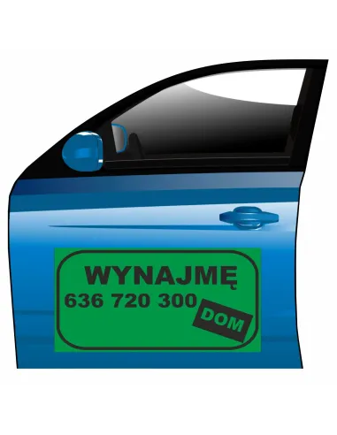 Reklama Magnetyczna Magnes Samochód Wynajmę Dom na Samochód