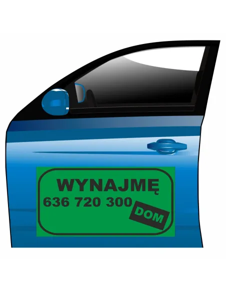 Reklama Magnetyczna Magnes Samochód Wynajmę Dom na Samochód