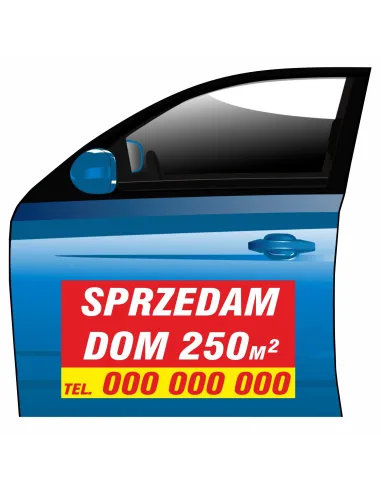 Magnes na Samochód Reklama Magnetyczna Sprzedam Dom m2