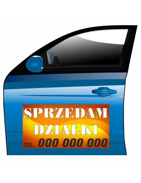 Reklama Magnetyczna na Samochód Magnes Sprzedam Działki