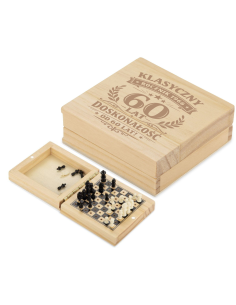 Szachy drewniane Personalizowany Grawerowany Upominek URODZINY 40 50 60