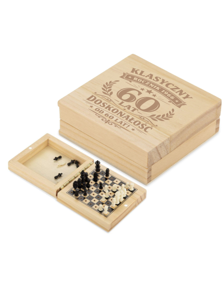 Szachy drewniane Personalizowany Grawerowany Upominek URODZINY 40 50 60