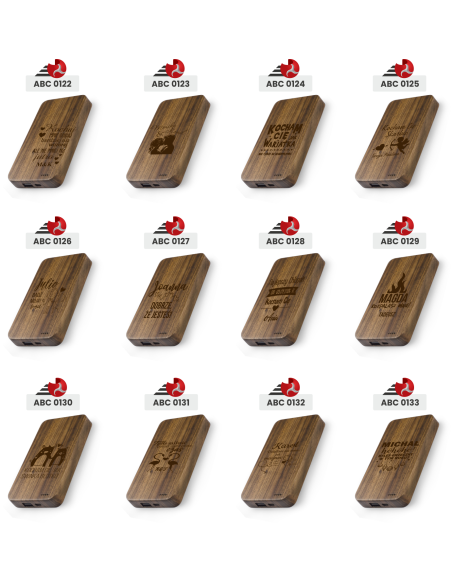 Powerbank bambusowy Personalizowany Grawerowany Upominek walentynkowy