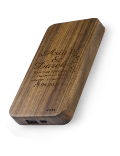 Powerbank bambusowy Elegancki Prezent z Własnym Grawerem dla świadka