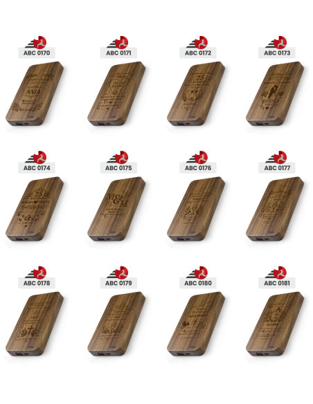 Powerbank bambusowy Personalizowany Grawerowany Upominek walentynkowy