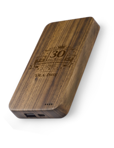 Powerbank bambusowy Personalizowany Prezent z Grawerem na urodziny 30 40 50