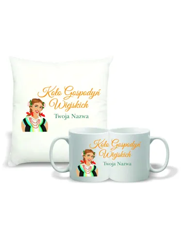 Zestaw Poduszka + Kubek Koło Gospodyń Wiejskich KGW Twój