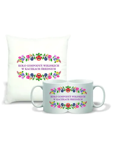 Zestaw Poduszka + Kubek Koło Gospodyń Wiejskich KGW Twój