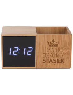 Zegar z przybornikiem Elegancki Prezent z Własnym Grawerem na dzień dziadka