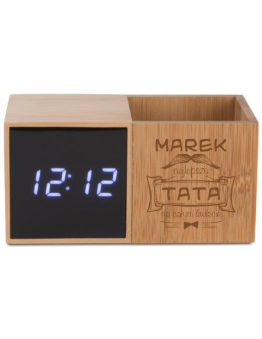 Zegar z przybornikiem Personalizowany Prezent z Grawerem na dzień taty
